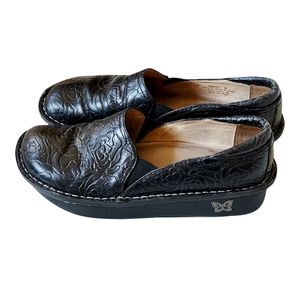 Alegria black floral print slip on shoes Size 39